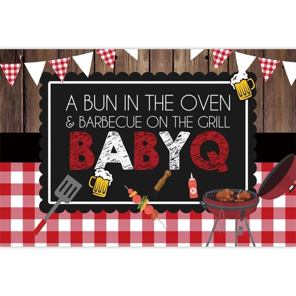 Pnylzzyxh BBQ Backdrop Rustic Wooden Board Barbecue Oven BBQ Party