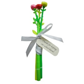 3 Rose Flower Pens with Card "Thanks for Helping Our School Bloom", Teacher & School Employee Appreciation, Volunteer Thank you Pen