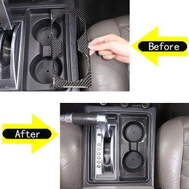 Ynei Carbon Fiber Center Cup Holder Frame Trim Sticker Fit For Hummer H2 2003-2009