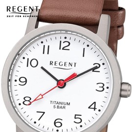Regent 12090311 Women's Analogue Quartz Watch with Leather Strap, Silver-Brown, Modern
