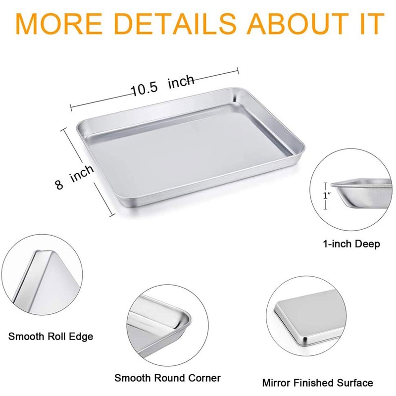 TeamFar Toaster Oven Pans Set of 2, Stainless Steel Compact