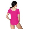 Aquarti Ladies Ballet Leotard Short Sleeve Gymnastics Dance Bodysuit Pink