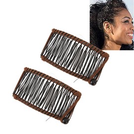 Banana Hair Clips, 2 PCS Vintage Clincher Comb Toothed Structure Design Ponytail Hair Clips Clincher Comb Tool for Straight Curly Thick and Thin Hair (Dark Brown)