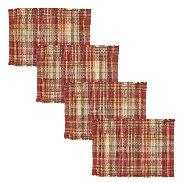 Split P Astor Plaid Chindi Placemat Set of 4, Red