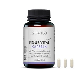 sovita Figur Vital Kapseln | Mit Glucomannan zur Unterstützung beim Abnehmen¹ | Griffonia-Extrakt mit 5-HTP | Paradieskörner mit 6-Paradol | Vegan & ohne Gelatine | 120 Kapseln (1)