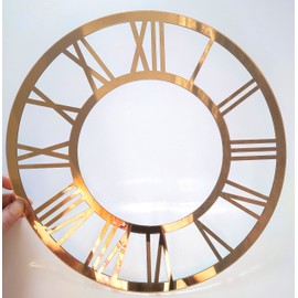 11.81 Inch (30cm) Gold Elegant Clock Face for Resin, Crafts, DIY, Round Mirror Clock Dial Plate with Roman Numerals, Resin Accessories