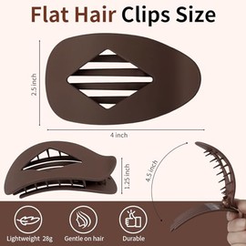 CHANDAT 10 pinzas planas para el cabello para mujer - Pinzas medianas mate para el cabello, pinzas antideslizantes de 10,7 cm (4,2 pulgadas) de sujeci