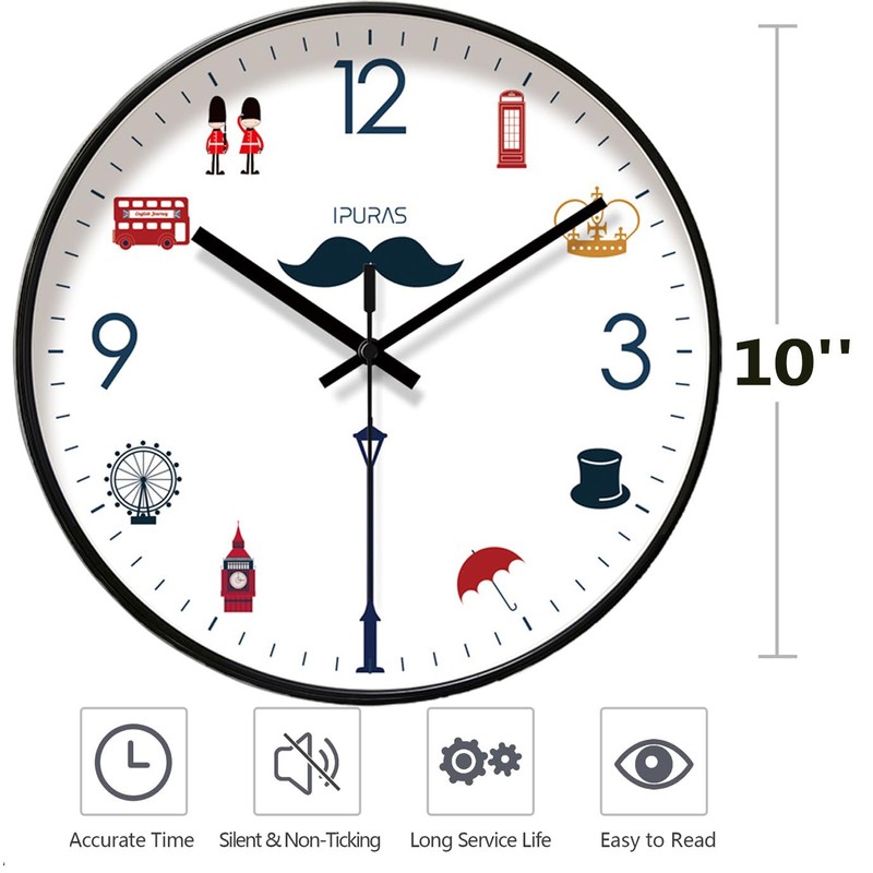 Lottogo Wall Clock 10 Inch Wall Clock for Living Room