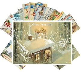 PIXILUV Vintage Postcards (24 pcs 4"x6" each) Gorgeous Cartoon Illustrations of the Christmas Season Vintage Christmas Postcards Retro Greeting Card Poster Reprint