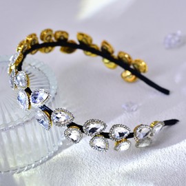 HNYYX 2Pcs Rhinestone Headbands for Women Crystal Thin Head Bands Vintage Hairband Hair Hoop Hair Accessories