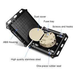 PNGKNYOCN Fiber Optic Junction Box, 2 In 2 Out Fiber Optic Splice Box, Mini Small Square Type 12 Core Core Fiber Optic Outdoor Waterproof Protection Box