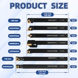 Eydutoi 21-Pcs Indexable Lathe Tool Set with 7PCS 3/8" 10mm Shanks Turning Tool Holders and 14PCS Carbide Inserts for Turning, Grooving, Threading, Boring