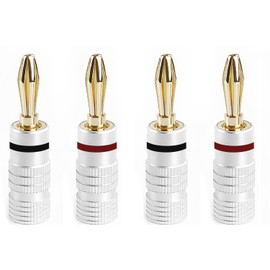 4PCS Banana Cable Plugs, Audio Jack Connector, Dual Screw Lock, Speaker Cable Connector for Amplifier, HiFi, Receiver