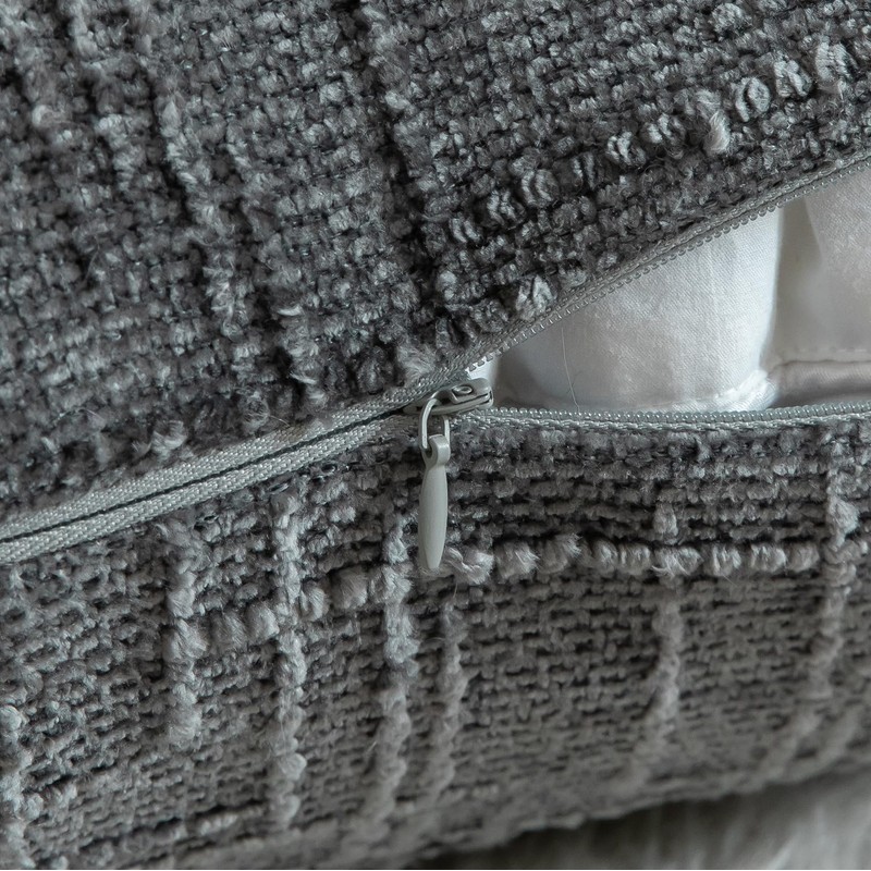 Mandioo Pack of 2 Solid Decorative Soft Chenille Dark Gray
