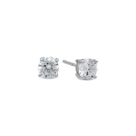 .925 Sterling Silver 4mm Round Cut 0.24 Carat CZ Stud Rhodium Plated Earrings - Made In Italy