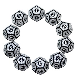 SmartDealsPro 10-Pack Six Sides D6 12 Sided D12 Dice Die for DND Dungeons and Dragons MTG PRG Wow Table Game Math Teaching (D12, White Letters)