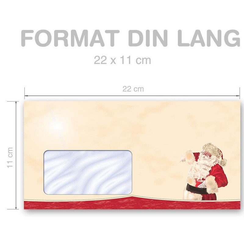 Paper Media Pack of 50 Envelopes (with Window) Santa Claus