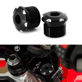 3D CRF110 Front Fork Top Cap Accessories Compatible with CRF 110 CRF110F CRF125 CRF125F 2019-2024 Motorcycle Aluminum Forks Tube Bolt Covers (Black)