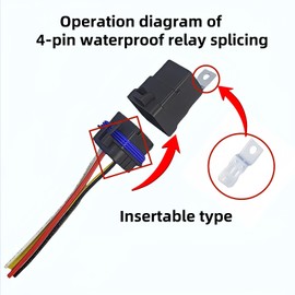 Losato 40AMP 12V DC Waterproof Heavy-Duty Relay, with 4-pin SPST Wiring Harness, 4-pin SPST Automotive Relay, The Wiring Harness is Pure Copper tin-Plated Wire-2 Pack