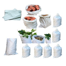 Garden waste bags rubble sacks for sand soil rubbish parcel mail building material yard waste disposal, flood protection & storage, Woven (5 Bags Large (50x75cm))