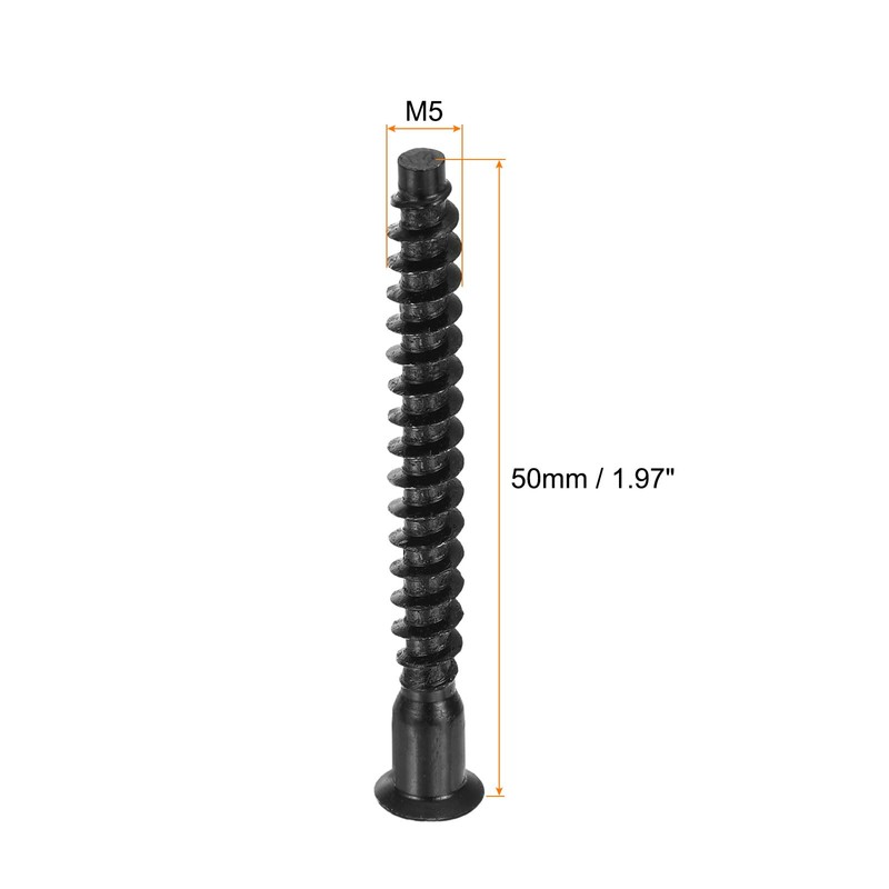 sourcing map 50Pcs M5x50mm Hex Socket Countersunk Head Self Tapping