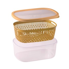 Snips Aroma Keeper 4 L, Square Food Storage Container, Removable Inner Basket, Freshness-Saving Seal, Mustard Color, 28,5 x 20,5 x 11 cm, Made in Italy