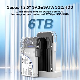 MAIWO SAS to USB-C Adapter Enclosure(MAX 6Gbps),Tool-Free 2.5 inch SAS/SATA External Hard Drive Enclosure with 6TB Storage Expansion,12V3A Power Supply, Plug and Play