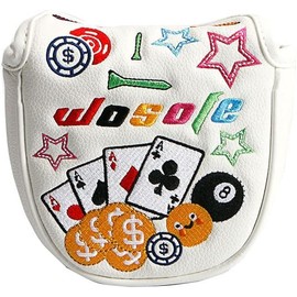 Golf Putter Cover Pin Mallet Fit Scotty Cameron Spider Putter Odyssey Magnetic Closure Playing Cards Embroidery (White Mallet)