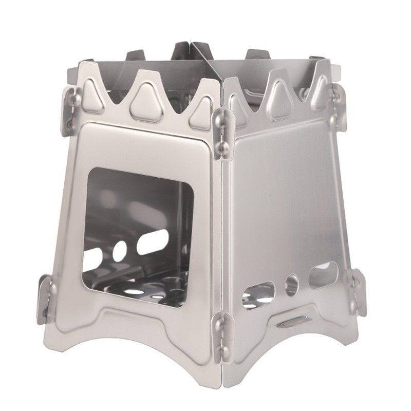 Camping Stove 304 Stainless Steel Folding Backpacking Burning Stove Portable