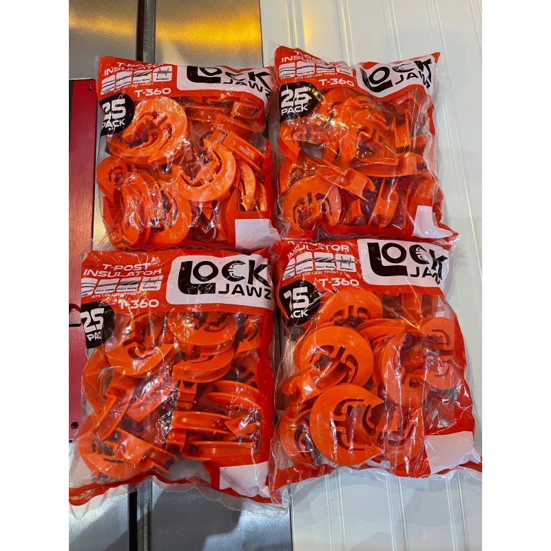 LockJawz Electric Fence T Post Insulators (25)pk - Orange (T-360)