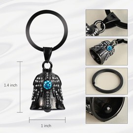Birthstone Angel Wings Guardian Bell for Motorbikes: Cross Gremlin Bell Motorcycle, Keychain Key Rings Motorbike Accessories Lucky Viking Gifts for Men and Women