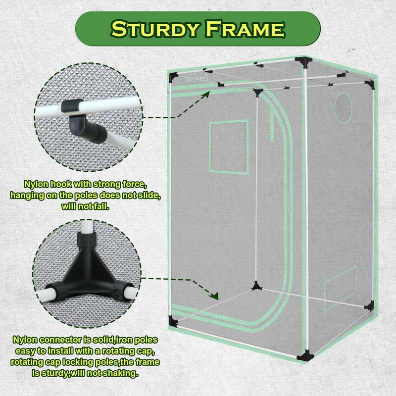 Green Hut Grow Tent 32"x32"x63", High Reflective Mylar Dark Room