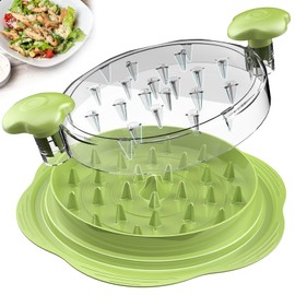 SURETIVIAN Chicken Shredder Large Chicken Breast Shredder Tool Twist with Brush&Fork, Visible Meat Shredder Machine, Anti-Slip Strip, Ergonomic Handle, BPA Free, Pork Beef Chicken(Matcha)