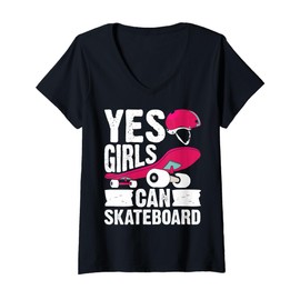 Womens Skateboarding Design for Girls Women Skateboard Skateboarder V-Neck T-Shirt