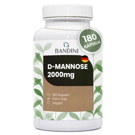BANDINI Bandini D-Mannose for Cystitis, 2000 mg Pure, High Dose, 180 Capsules, 3 Capsules/day for 2 Months, for Well-being and Support of the Urinary Tract, D-Mannose, Vegan and GMO-Free
