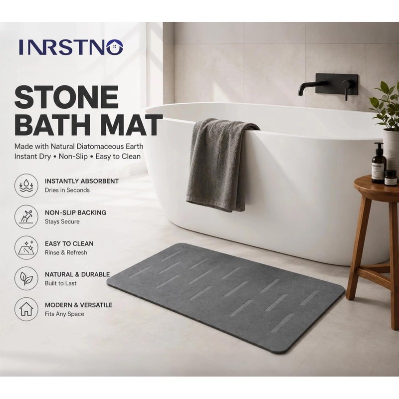 31.5"x19.7" Stone Bath Mat for Bathroom, Large Diatomite Bathmat