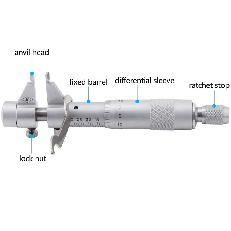 5-30 mm Range Internal Micrometer, Stainless Steel 0.01 mm Precision