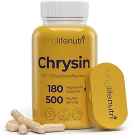 LongLifeNutri Crisina 500 mg – 180 cápsulas vegetarianas, de pasiflora, 5, 7-dihidroxiflavona, antioxidante natural para el bienestar general, suminis