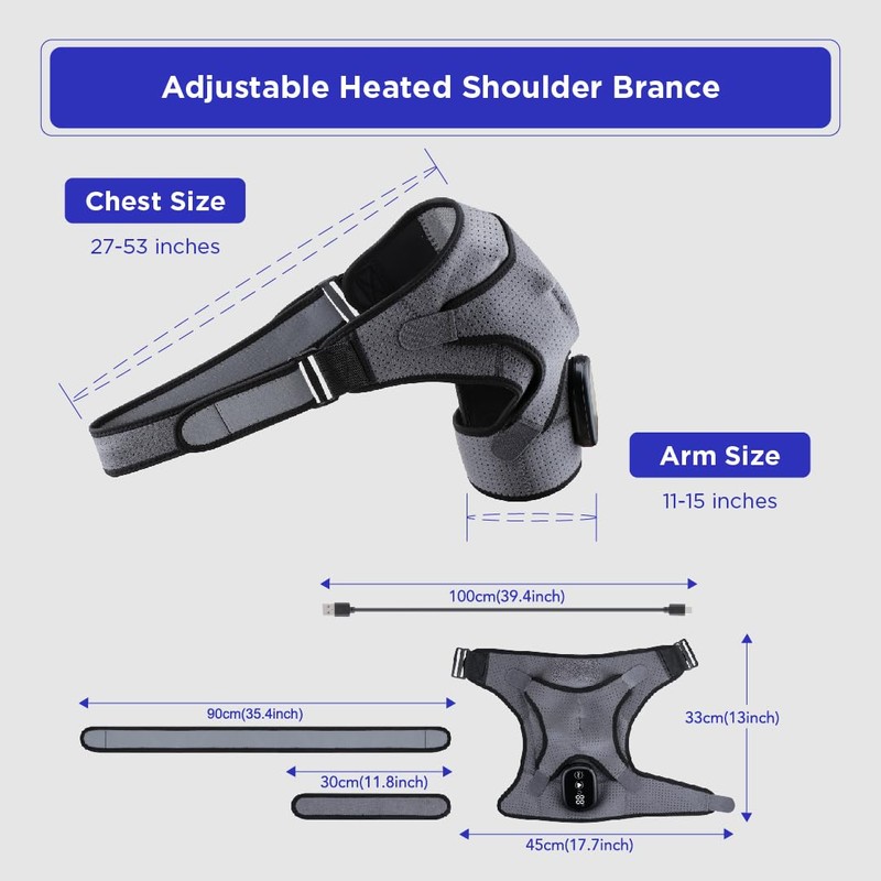 CHILLORA Heated Shoulder Wrap - Cordless Heating Pad Massager With