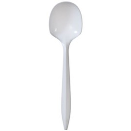 Plastic Cutlery Soup Spoons, Medium Weight Disposable, Value Pack 1000 Count, White