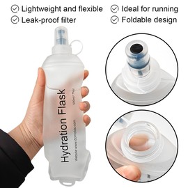 WILDREEDS - Botella de agua suave plegable de 150 ml, TPU para paquete de hidratación, chaleco de correr, botella de agua plegable para senderismo, ciclismo, escalada, 1 pieza, color blanco