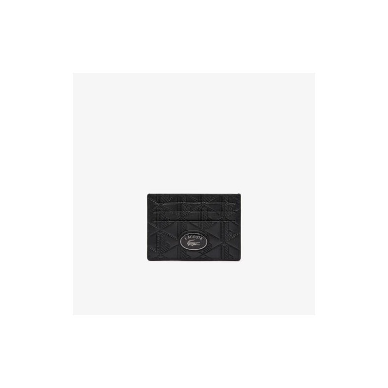 Lacoste Tarjetero de piel con monograma The Blend para hombre,