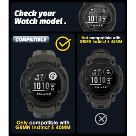 Orzero (3+5) Compatible for Garmin Instinct E 40mm, 3 Pack Watch Screen Protector + 5 Pack Black Dust Plug, Tempered Glass 9H Anti-Scratch Bubble Free TPU Charger Port Anti Dust Caps Cover