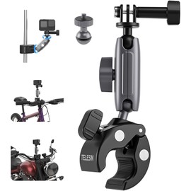 TELESIN Universal Handlebar Tube Clamp Mount for Sport Cameras (Aluminium)