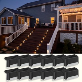 MAIXI Solar Deck Lights Outdoor, 4 PCs LED Solar Fence Lights Waterproof, Garden Decorative Solar Step Lights, LED Solar Lights for Patio Porch Stairs Yard Driveway Pathway (Cool White, 12-Pack)