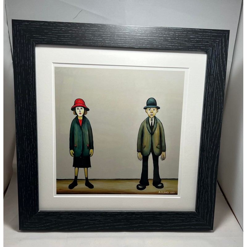 Greetingles Lowry-Style 12"/31cm Square Framed Print. Beautiful Black Ash Frame