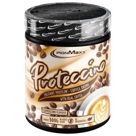 IronMaxx Proteccino Cappuccino 500 g Tin / Protein Coffee with Real Coffee Extract and Caffeine / No Added Sugar and Preservatives