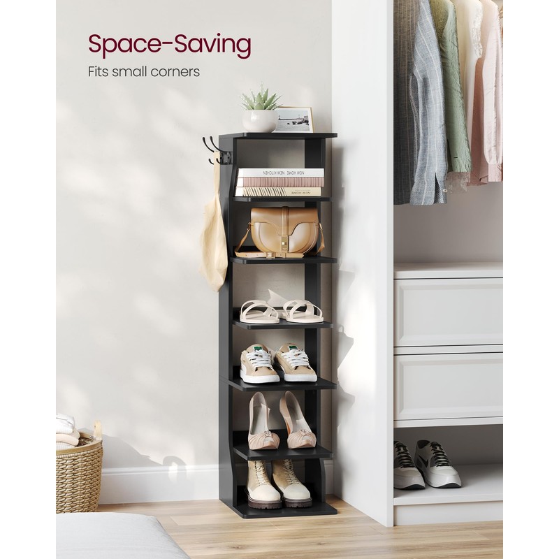 VASAGLE 7-Tier Vertical Shoe Rack, Narrow Shoe Storage Organizer with