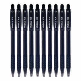 AceRT Retractable Ballpoint Pens, BLACK, Fine Point (0.7mm), Pack of 10, Retract Click Ball Pens, Perfect for School Office Home Use, iZOFAX