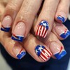 24Pcs Independence Day Press on Nails Short Square Fake Nails